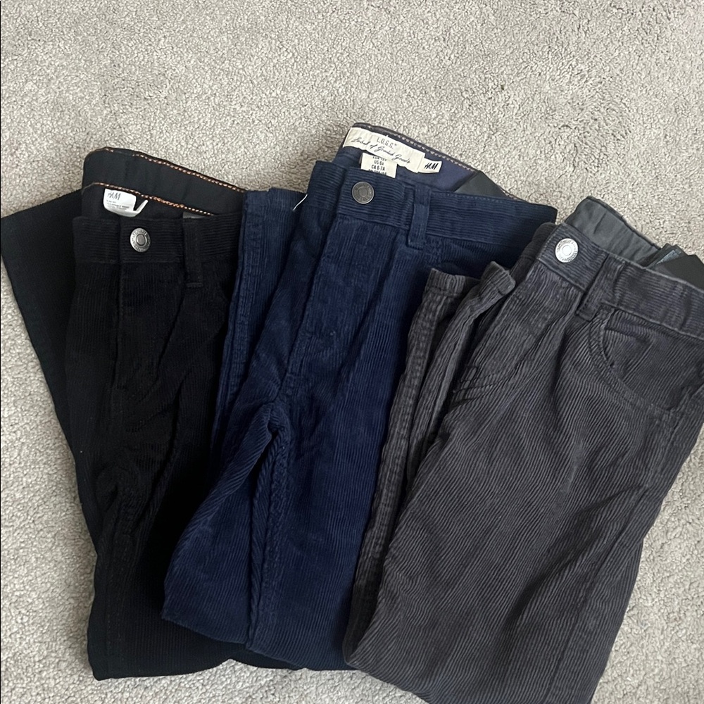 Corduroy Pants Set in Black, Navy, and Gray- 3 pairs